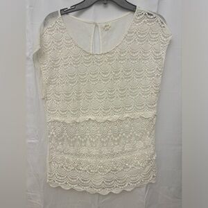 Aerie Cream Mesh Top